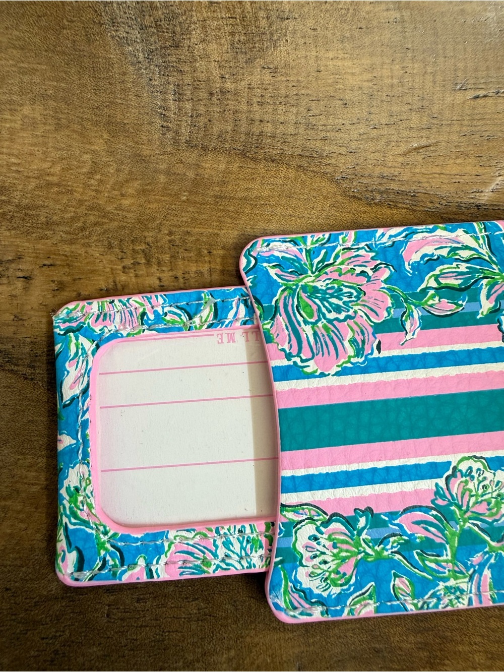 Lilly Pulitzer Floral Stripe Luggage Tag in Turquoise and Pink - Picture 4 of 4
